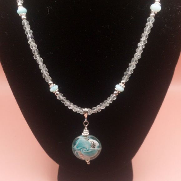 Persephone's Daughter Jewelry - Aquamarine, Peruvian Opal, Sterling Silver and Lampwork Necklace